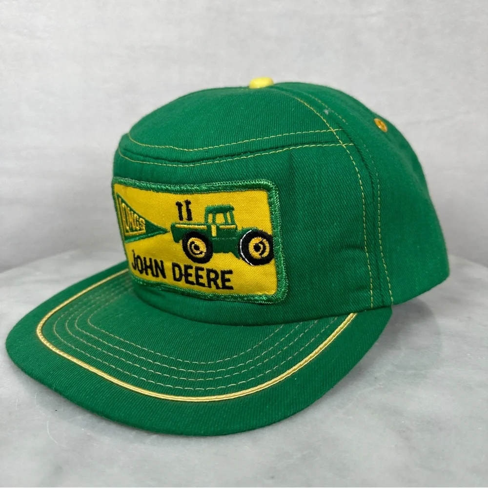 John Deere trucker hat SnapBack vintage retro Green Yellow Tractor‎ farming cap